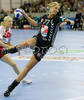 Gabriella Kindl (no.77) of Krim (R) shooting on goal next to Petra Popluharova (no.17) of 1.FC Nurnberg (L) during match of 2nd round of EHF Women Handball Champions League between RK Krim, Ljubljana, Slovenia and 1.FC Nurnberg, Germany. Match ended with victory of 1.FC Nurnberg, who defeated RK Krim with 30:31. Match between RK Krim and 1.FC Nurnberg was played in Tivoli Arena in Ljubljana, Slovenia on 3. November 2007.
