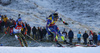 Martin Fourcade of France followed by Simon Schempp of Germany during the Men pursuit race of IBU Biathlon World Cup in Hochfilzen, Austria. Men sprint race of IBU Biathlon World cup was held on Saturday, 12th of December 2015 in Hochfilzen, Austria.
