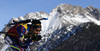 Winner Martin Fourcade of France skiing during the Men pursuit race of IBU Biathlon World Cup in Hochfilzen, Austria. Men sprint race of IBU Biathlon World cup was held on Saturday, 12th of December 2015 in Hochfilzen, Austria.
