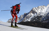 Fourth placed Tarjei Boe of Norway skiing during the Men pursuit race of IBU Biathlon World Cup in Hochfilzen, Austria. Men sprint race of IBU Biathlon World cup was held on Saturday, 12th of December 2015 in Hochfilzen, Austria.
