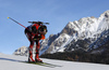 Fifth placed Dominik Landertinger of Austria skiing during the Men pursuit race of IBU Biathlon World Cup in Hochfilzen, Austria. Men sprint race of IBU Biathlon World cup was held on Saturday, 12th of December 2015 in Hochfilzen, Austria.
