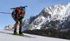 Andreas Birnbacher of Germany skiing during the Men pursuit race of IBU Biathlon World Cup in Hochfilzen, Austria. Men sprint race of IBU Biathlon World cup was held on Saturday, 12th of December 2015 in Hochfilzen, Austria.
