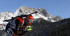 Daniel Boehm of Germany skiing during the Men pursuit race of IBU Biathlon World Cup in Hochfilzen, Austria. Men sprint race of IBU Biathlon World cup was held on Saturday, 12th of December 2015 in Hochfilzen, Austria.
